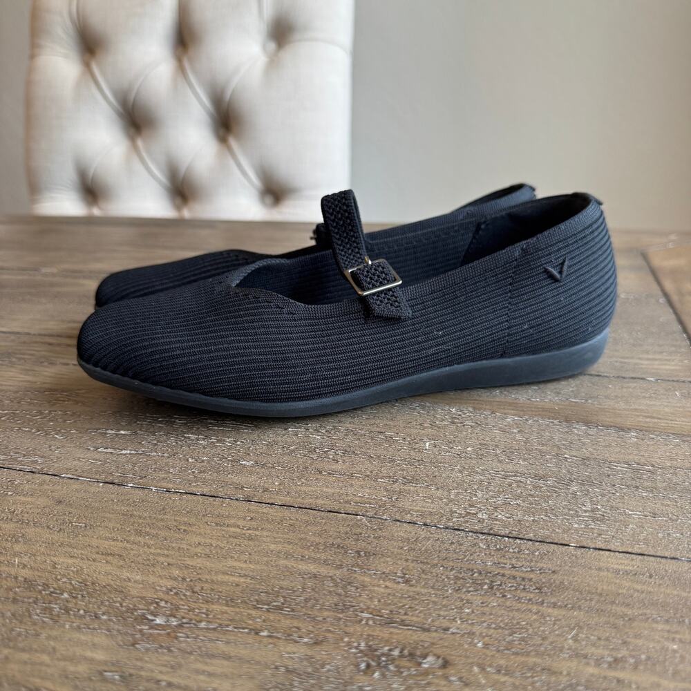 Vivaia Mary Jane Square Toe Margot Walker Black Size 37.5 US 7 Comfort Buckle